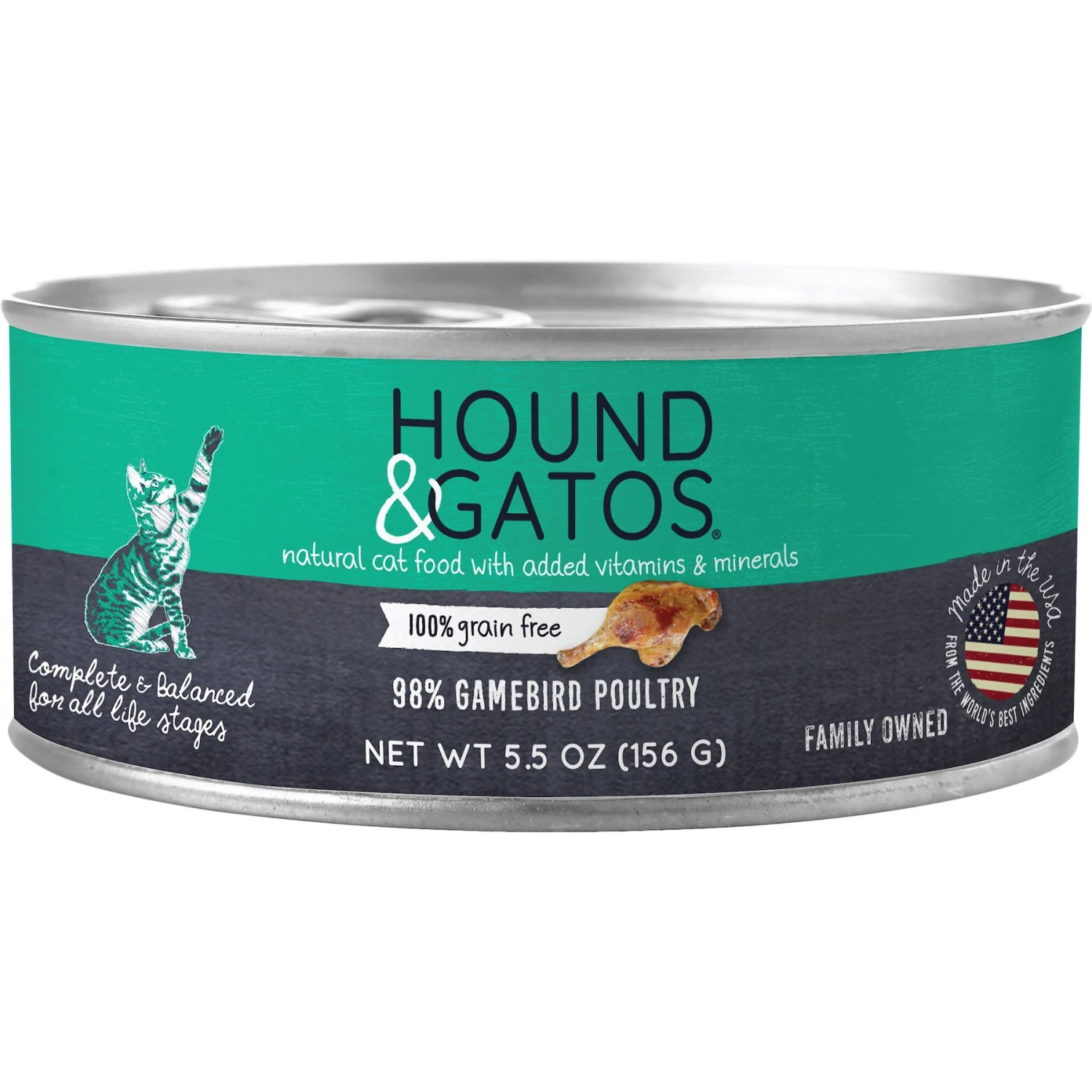 Hound & Gatos 98% Gamebird Poultry Formula Grain-Free Canned Cat Food 3 Hound & Gatos 98% Gamebird Poultry Formula Grain-Free Canned Cat Food