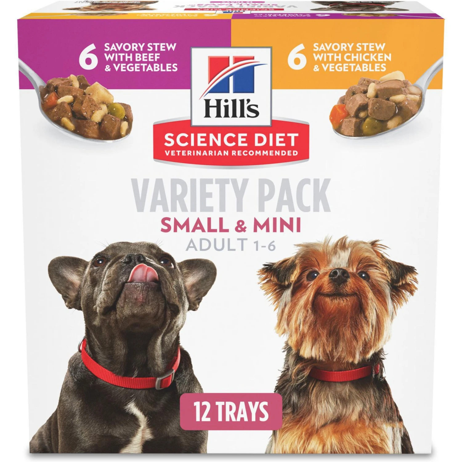 Hill's Science Diet Adult Small Paws Chicken & Vegetables & Beef & Vegetables Variety Pack Wet Dog Food Trays 3 Hill's Science Diet Adult Small Paws Chicken & Vegetables & Beef & Vegetables Variety Pack Wet Dog Food Trays
