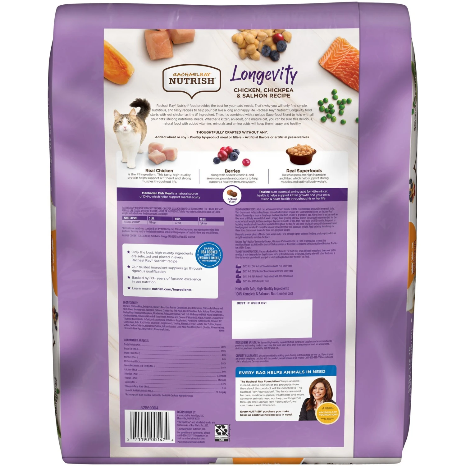 Rachael Ray Nutrish Longevity Natural Chicken With Chickpeas & Salmon Recipe Dry Cat Food 5 Rachael Ray Nutrish Longevity Natural Chicken With Chickpeas & Salmon Recipe Dry Cat Food - Image 3