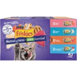 Purina Friskies Seafood & Chicken Pate Favorites Variety Pack Wet Cat Food, 5.5-oz Can, Case Of 40