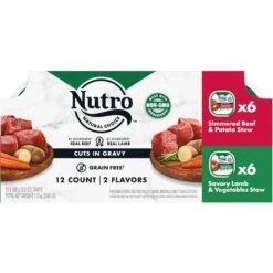 Nutro Grain-Free Simmered Beef Stew & Savory Lamb Stew Cuts In Gravy Variety Pack Adult Wet Dog Food Trays