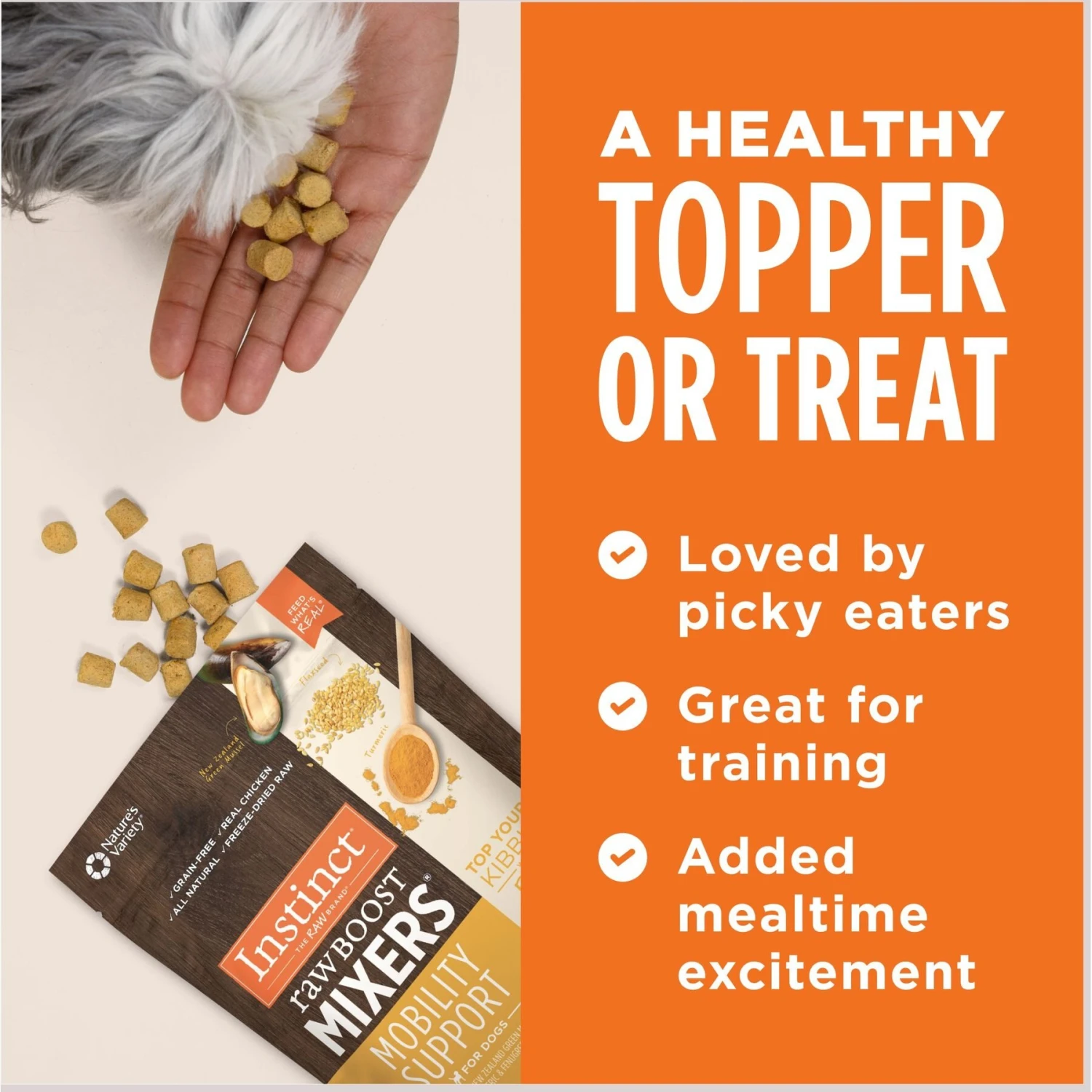 Instinct Freeze-Dried Raw Boost Mixers Grain-Free Mobility Support Recipe Dog Food Topper 8 Instinct Freeze-Dried Raw Boost Mixers Grain-Free Mobility Support Recipe Dog Food Topper - Image 6