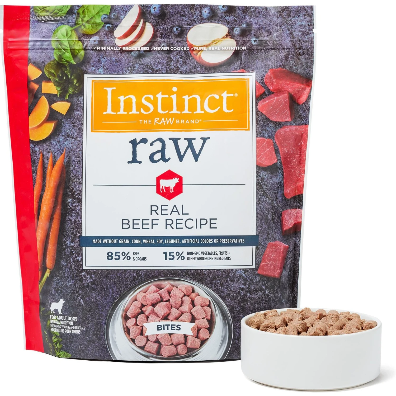 Instinct Frozen Raw Bites Grain-Free Real Beef Recipe Dog Food 3 Instinct Frozen Raw Bites Grain-Free Real Beef Recipe Dog Food