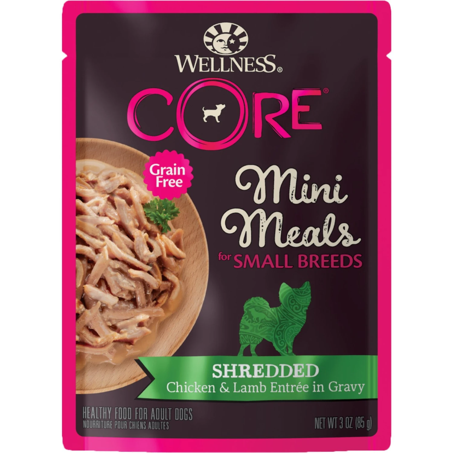 Wellness CORE Grain-Free Small Breed Mini Meals Shredded Chicken & Lamb In Gravy Dog Food Pouches 3 Wellness CORE Grain-Free Small Breed Mini Meals Shredded Chicken & Lamb In Gravy Dog Food Pouches