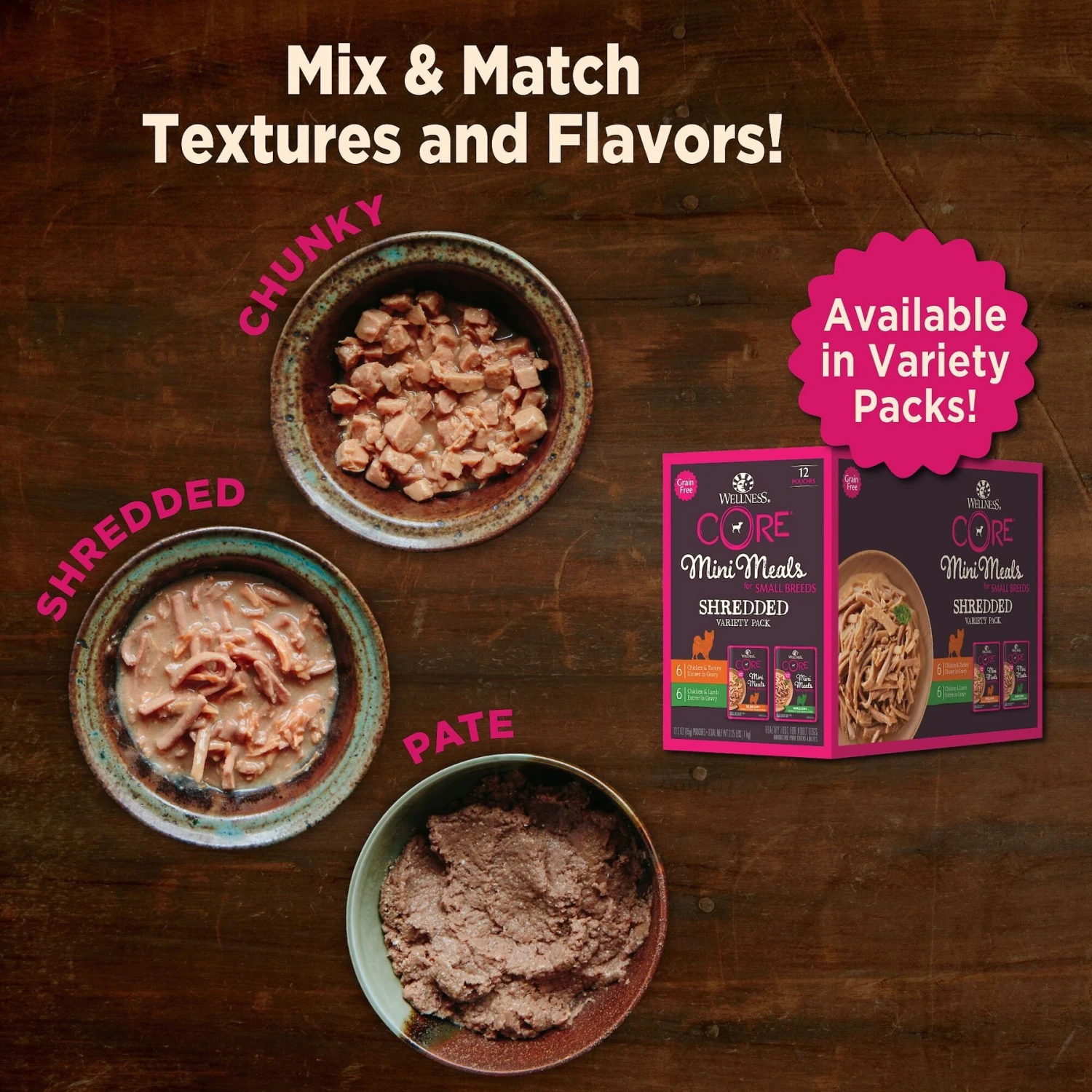 Wellness CORE Grain-Free Small Breed Mini Meals Shredded Chicken & Lamb In Gravy Dog Food Pouches 6 Wellness CORE Grain-Free Small Breed Mini Meals Shredded Chicken & Lamb In Gravy Dog Food Pouches - Image 4