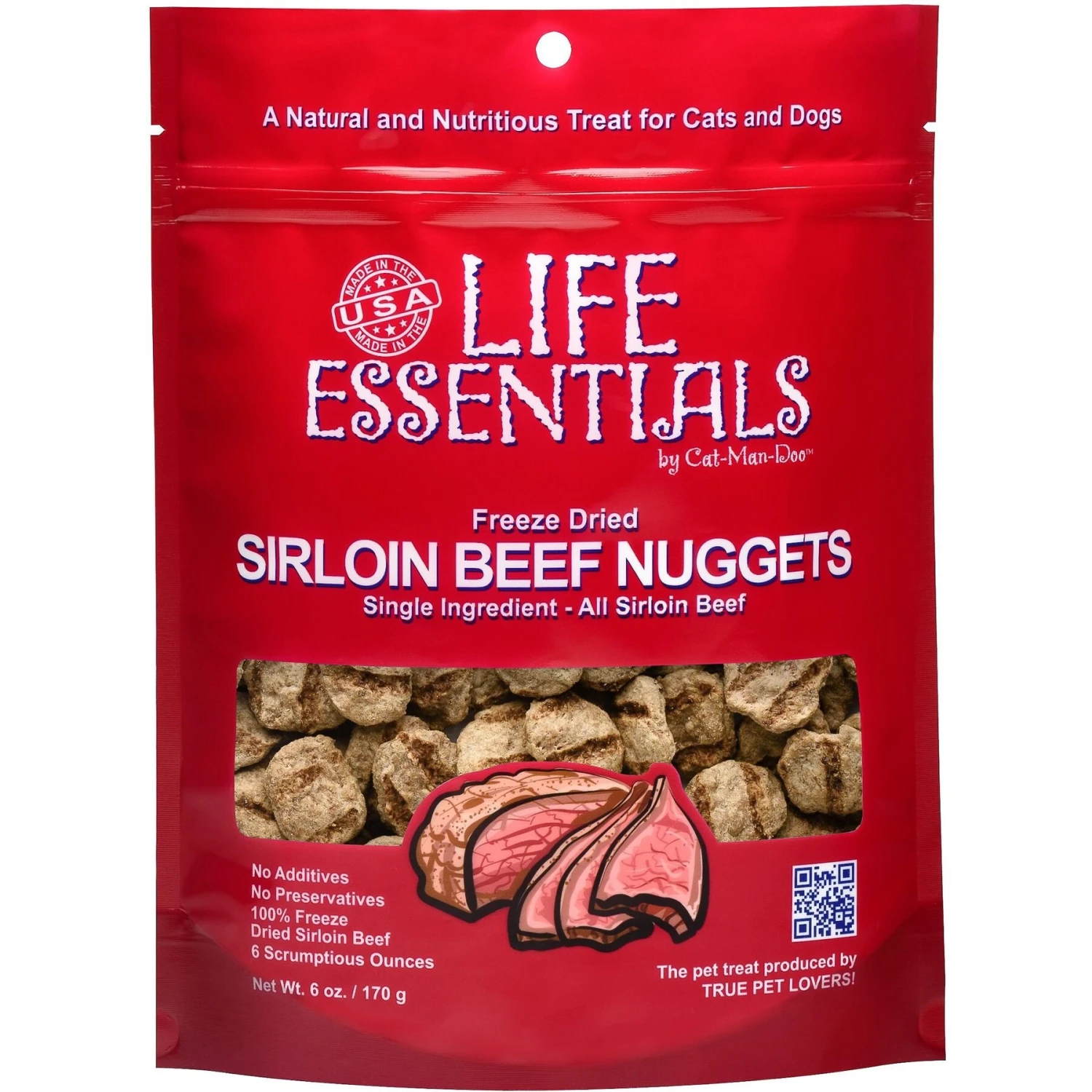 Cat-Man-Doo Life Essentials Sirloin Beef Nuggets Freeze-Dried Cat & Dog Treats 3 Cat-Man-Doo Life Essentials Sirloin Beef Nuggets Freeze-Dried Cat & Dog Treats