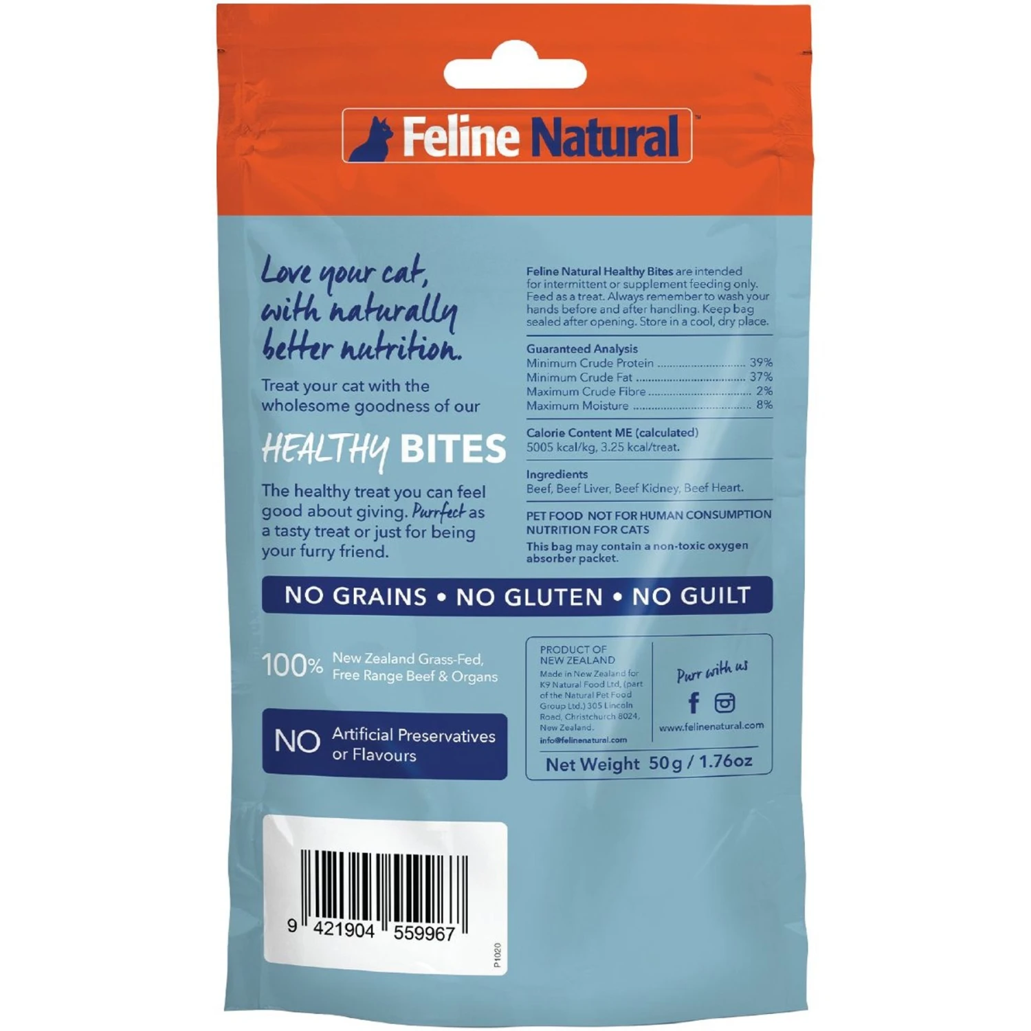 Feline Natural Beef Healthy Bites Grain-Free Freeze-Dried Cat Treats, 1.76-oz Bag 4 Feline Natural Beef Healthy Bites Grain-Free Freeze-Dried Cat Treats, 1.76-oz Bag - Image 2