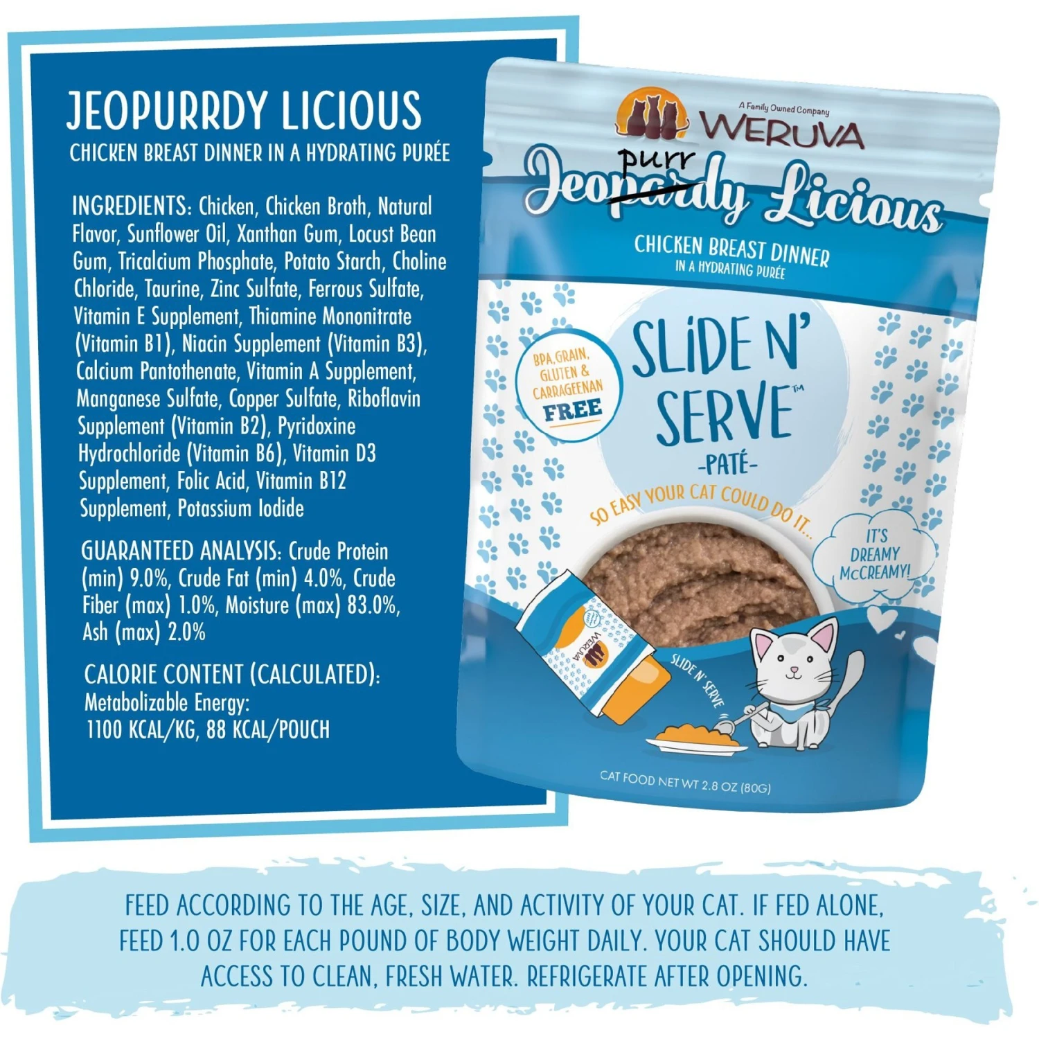 Weruva Slide N' Serve Jeopurrdy Licious Chicken Dinner Pate Grain-Free Cat Food Pouches 7 Weruva Slide N' Serve Jeopurrdy Licious Chicken Dinner Pate Grain-Free Cat Food Pouches - Image 5