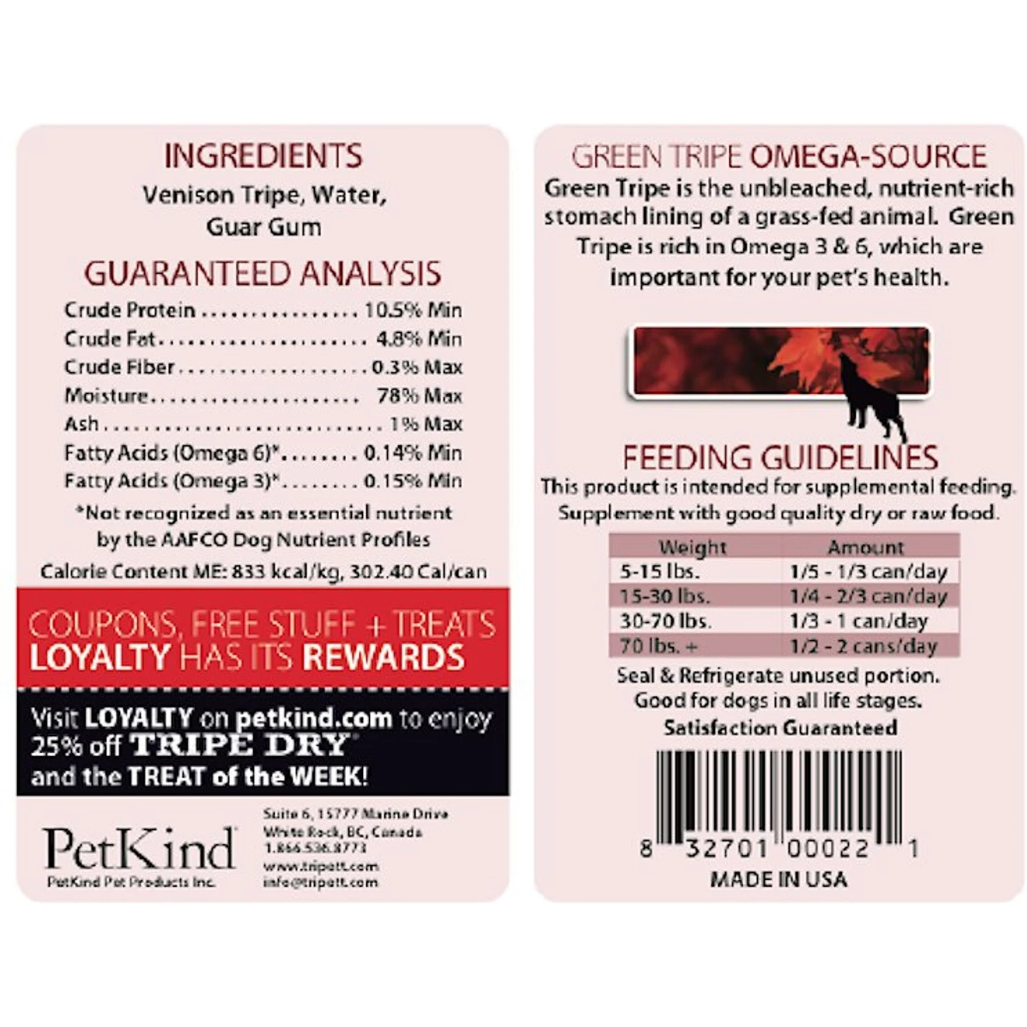 PetKind Tripett Green Venison Tripe Grain- Free Canned Dog Food 5 PetKind Tripett Green Venison Tripe Grain- Free Canned Dog Food - Image 3