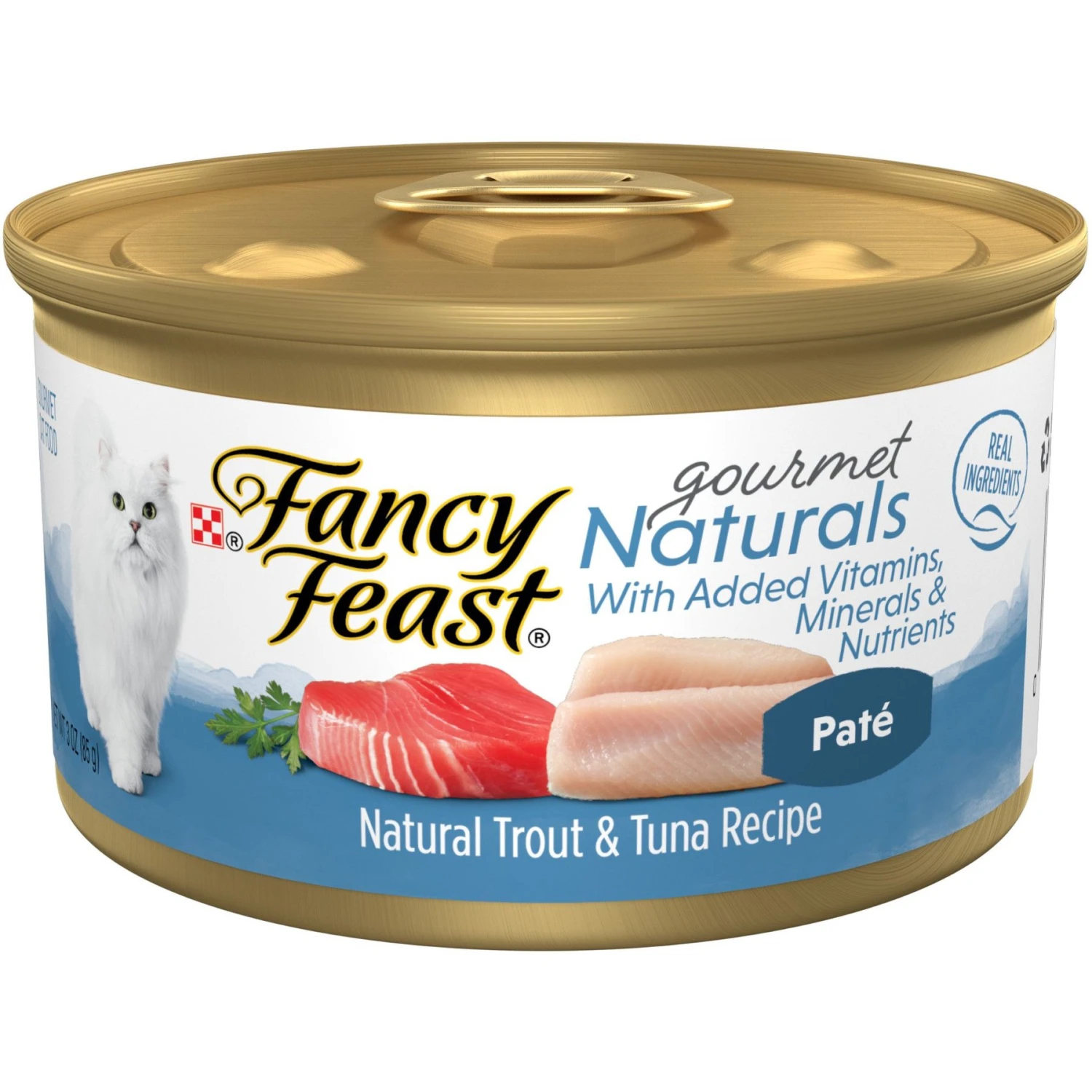 Fancy Feast Gourmet Naturals Trout & Tuna Recipe Pate Canned Cat Food, 3-oz, Case Of 12 3 Fancy Feast Gourmet Naturals Trout & Tuna Recipe Pate Canned Cat Food, 3-oz, Case Of 12