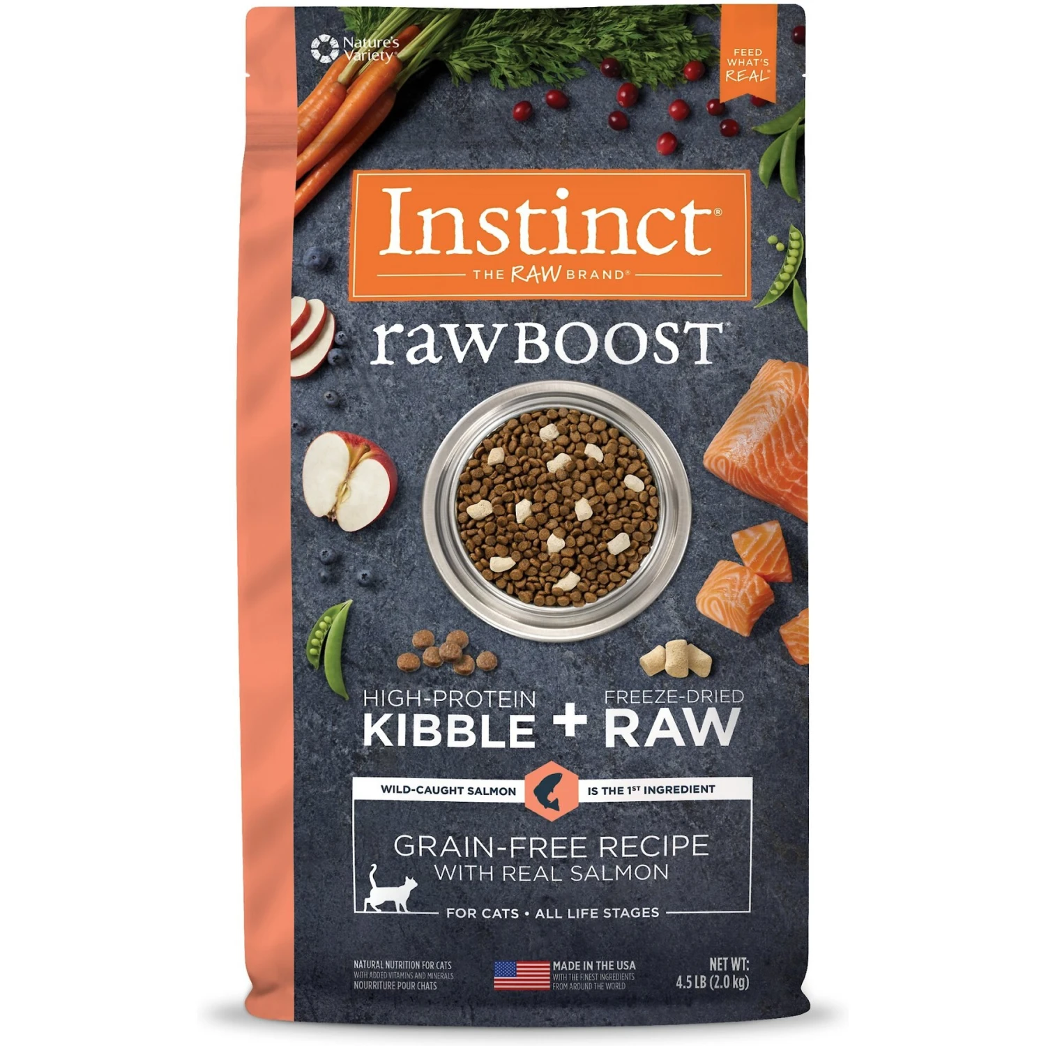 Instinct Raw Boost Grain-Free Recipe With Real Salmon & Freeze-Dried Raw Coated Pieces Dry Cat Food 3 Instinct Raw Boost Grain-Free Recipe With Real Salmon & Freeze-Dried Raw Coated Pieces Dry Cat Food