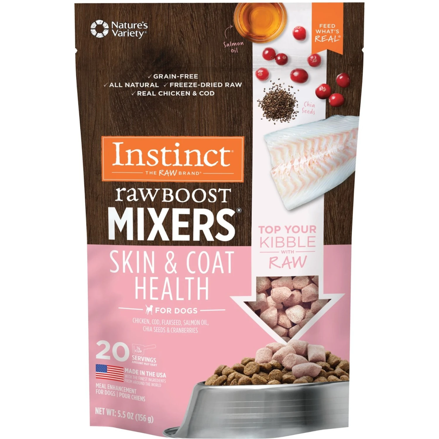 Instinct Freeze-Dried Raw Boost Mixers Grain-Free Skin & Coat Health Recipe Dog Food Topper 3 Instinct Freeze-Dried Raw Boost Mixers Grain-Free Skin & Coat Health Recipe Dog Food Topper