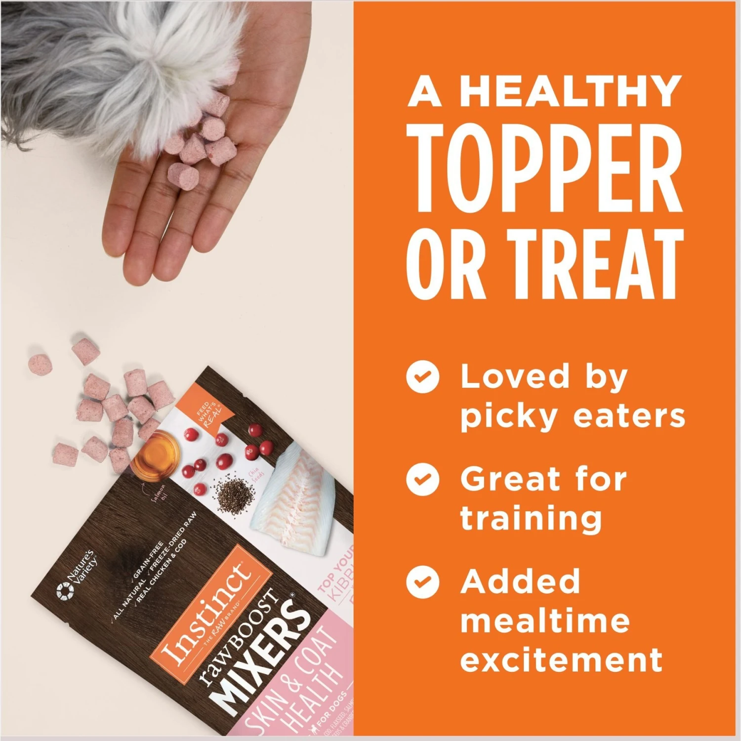 Instinct Freeze-Dried Raw Boost Mixers Grain-Free Skin & Coat Health Recipe Dog Food Topper 8 Instinct Freeze-Dried Raw Boost Mixers Grain-Free Skin & Coat Health Recipe Dog Food Topper - Image 6