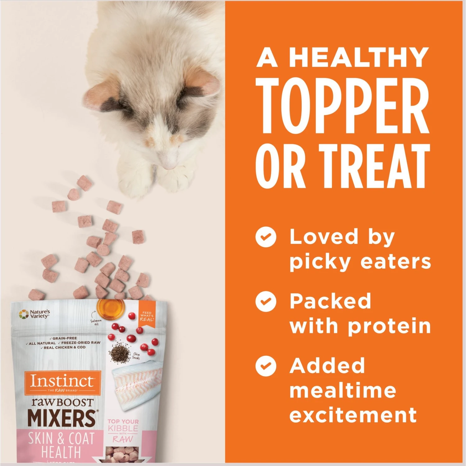 Instinct Freeze-Dried Raw Boost Mixers Grain-Free Skin & Coat Health Recipe Cat Food Topper 8 Instinct Freeze-Dried Raw Boost Mixers Grain-Free Skin & Coat Health Recipe Cat Food Topper - Image 6