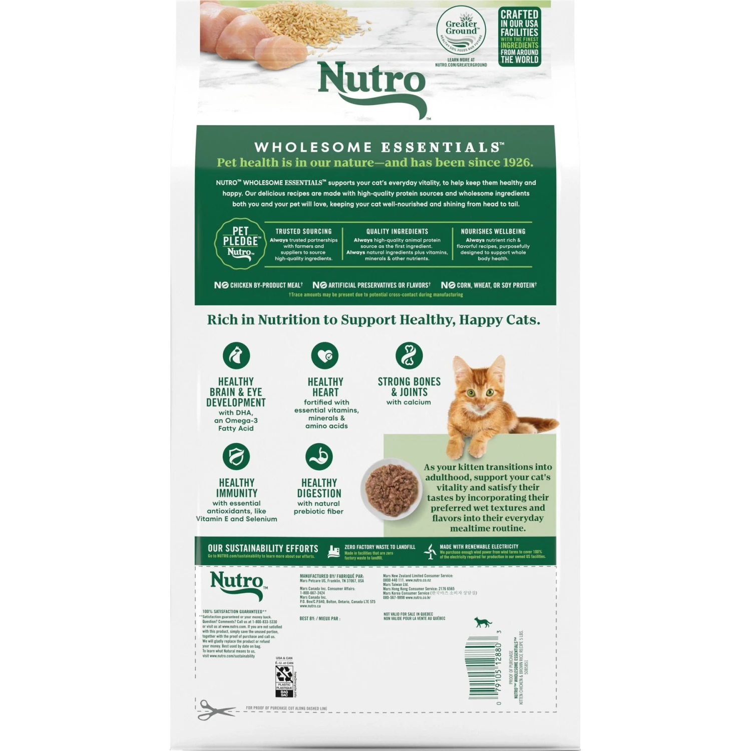 Nutro Wholesome Essentials Chicken & Brown Rice Recipe Kitten Dry Cat Food 5 Nutro Wholesome Essentials Chicken & Brown Rice Recipe Kitten Dry Cat Food - Image 3