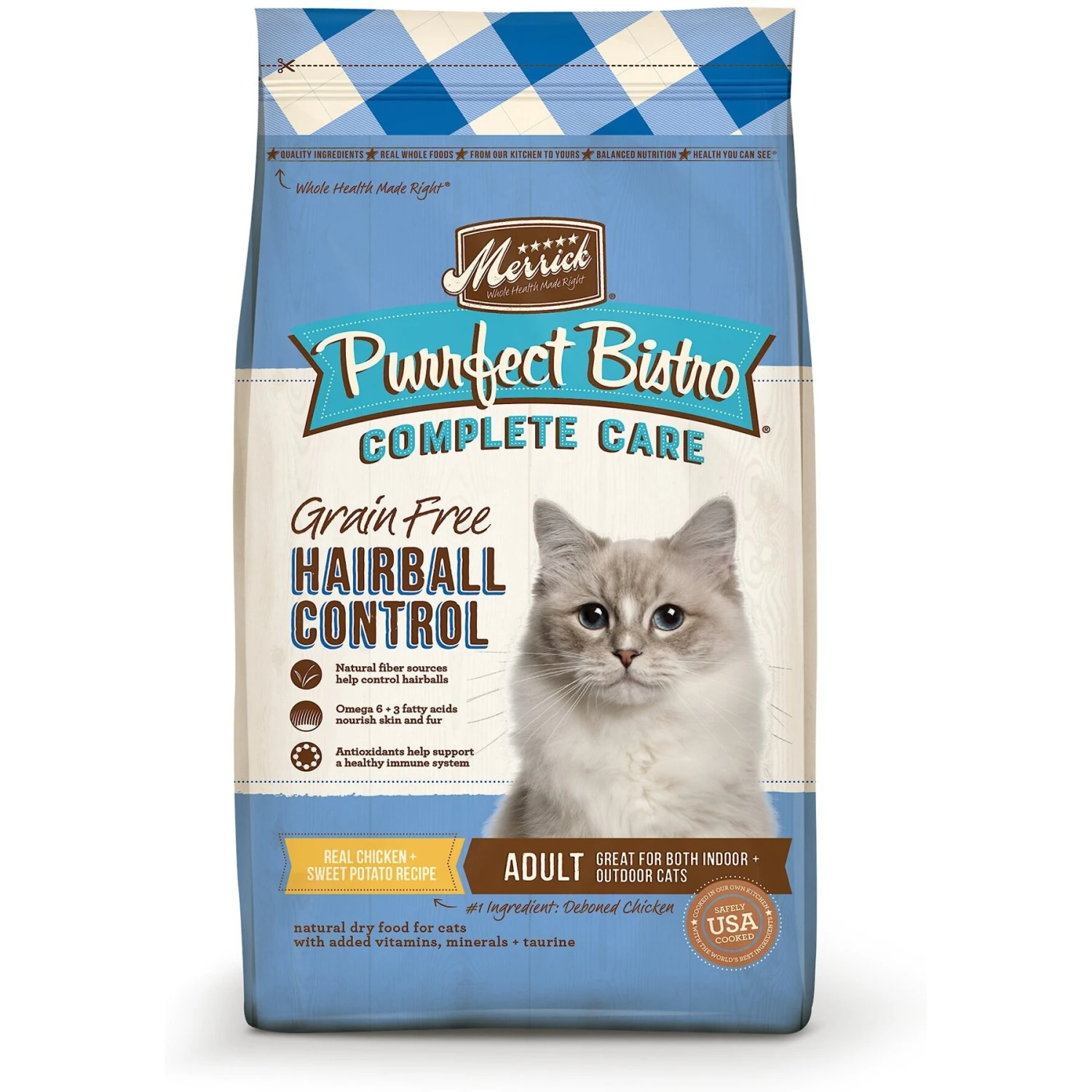 Merrick Purrfect Bistro Complete Care Grain-Free Hairball Control Chicken & Sweet Potato Recipe Dry Cat Food 3 Merrick Purrfect Bistro Complete Care Grain-Free Hairball Control Chicken & Sweet Potato Recipe Dry Cat Food
