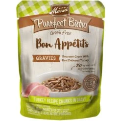 Merrick Purrfect Bistro Bon Appetits Grain-Free Turkey Recipe Chunks In Gravy Adult Cat Food Pouches