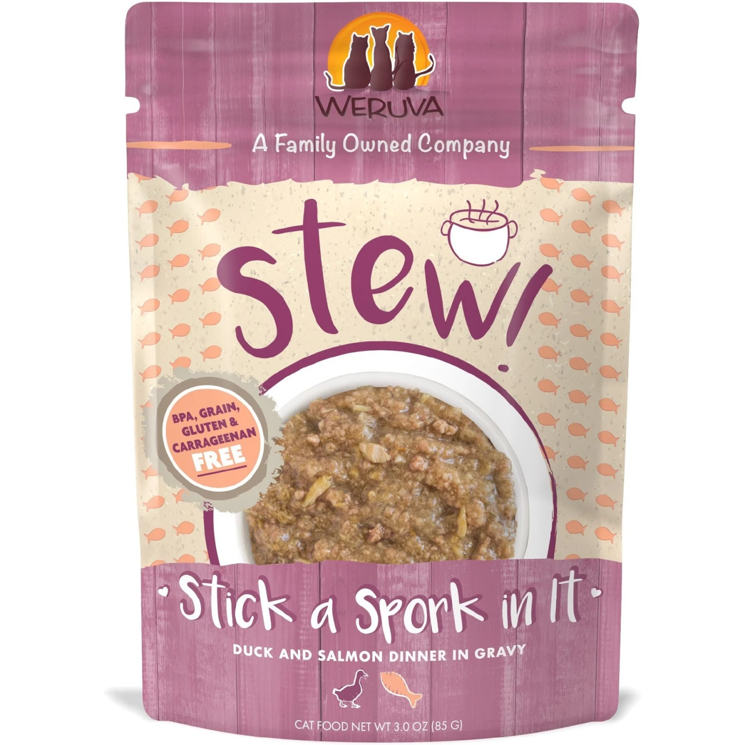 Weruva Classic Cat Stick A Spork In It Duck & Salmon In Gravy Stew Cat Food Pouches 3 Weruva Classic Cat Stick A Spork In It Duck & Salmon In Gravy Stew Cat Food Pouches