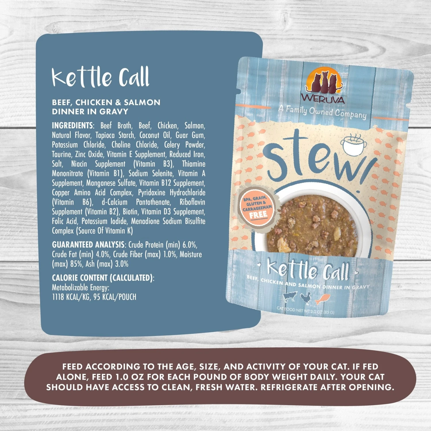 Weruva Classic Cat Kettle Call Beef, Chicken & Salmon In Gravy Stew Cat Food Pouches 5 Weruva Classic Cat Kettle Call Beef, Chicken & Salmon In Gravy Stew Cat Food Pouches - Image 3