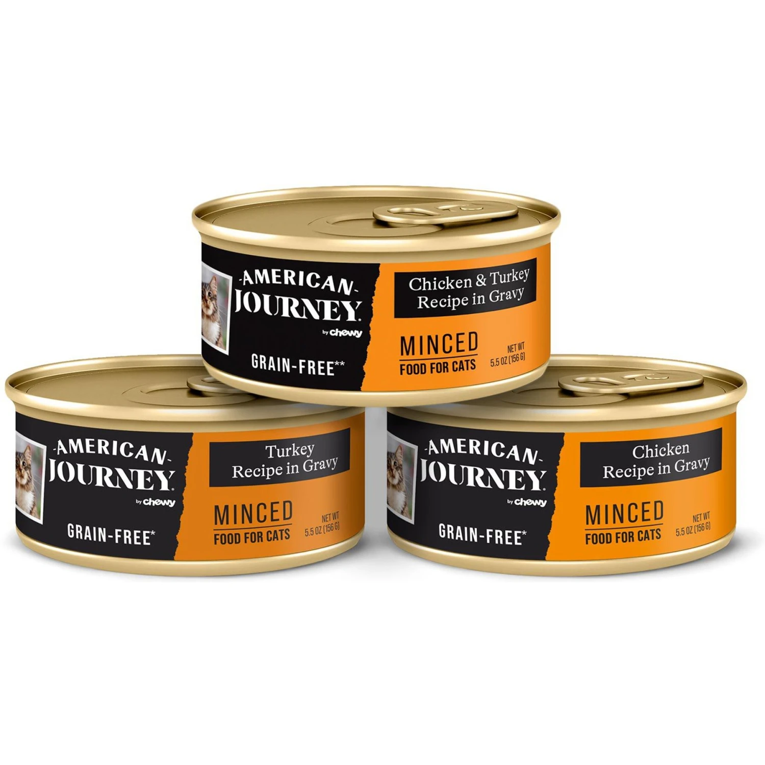 American Journey Minced Poultry In Gravy Variety Pack Grain-Free Canned Cat Food 3 American Journey Minced Poultry In Gravy Variety Pack Grain-Free Canned Cat Food