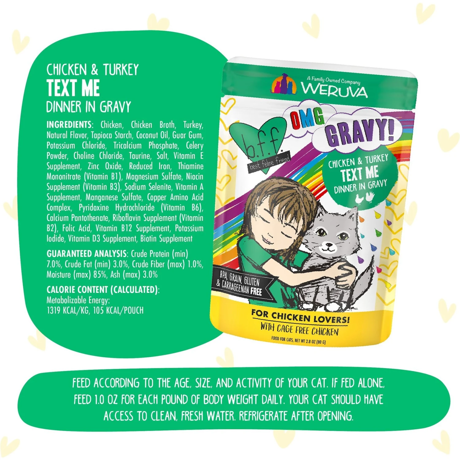 BFF OMG Text Me! Chicken & Turkey In Gravy Wet Cat Food Pouches 9 BFF OMG Text Me! Chicken & Turkey In Gravy Wet Cat Food Pouches - Image 7