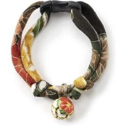 Necoichi Chirimen Plum Blossom Breakaway Cat Collar With Bell