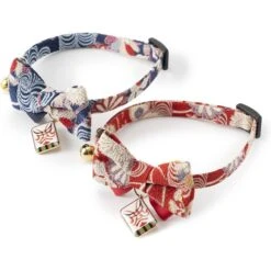 Necoichi Kabuki Charm Bow Tie Cotton Breakaway Cat Collar With Bell -Blue Buffalo Shop 183481 PT4. AC SS1800 V1565879836