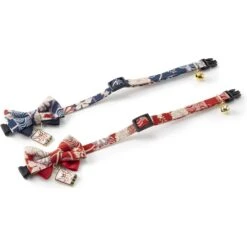 Necoichi Kabuki Charm Bow Tie Cotton Breakaway Cat Collar With Bell -Blue Buffalo Shop 183481 PT5. AC SS1800 V1565879838