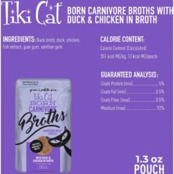 Tiki Cat Broths Duck & Chicken In Broth With Meaty Bits Grain-Free Wet Cat Food Topper, 1.3-oz Pouch, Case Of 12 13 Tiki Cat Broths Duck & Chicken In Broth With Meaty Bits Grain-Free Wet Cat Food Topper, 1.3-oz Pouch, Case Of 12 -Blue Buffalo Shop 186299 PT2. AC SS1800 V1702938249