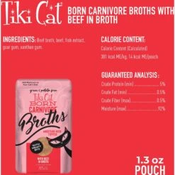 Tiki Cat Broths Beef In Broth With Meaty Bits Grain-Free Wet Cat Food Topper, 1.3-oz Pouch, Case Of 12 13 Tiki Cat Broths Beef In Broth With Meaty Bits Grain-Free Wet Cat Food Topper, 1.3-oz Pouch, Case Of 12 -Blue Buffalo Shop 186301 PT2. AC SS1800 V1702938246