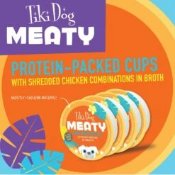 Tiki Dog Meaty High Protein Diet Chicken Recipe In Broth Grain-Free Wet Dog Food, 3-oz Cup, Case Of 4 -Blue Buffalo Shop 186343 PT2. AC SS1800 V1576622768