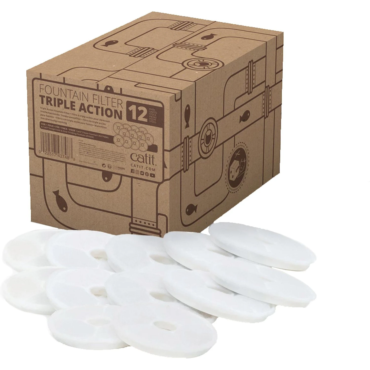 Catit 2.0 Flower Fountain Triple Action Water Filter, 12 Count 3 Catit 2.0 Flower Fountain Triple Action Water Filter, 12 Count