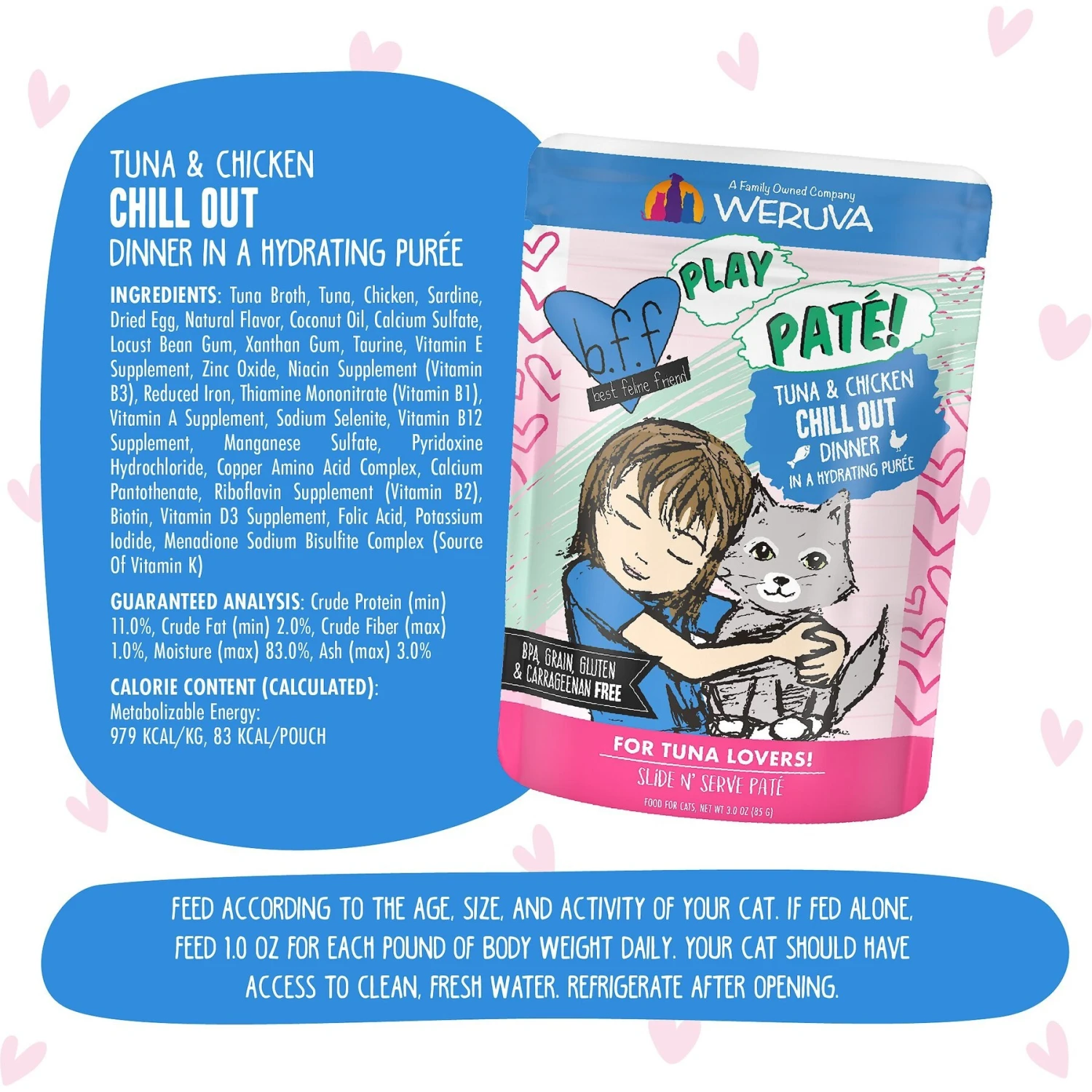 BFF Play Pate Lovers Tuna & Chicken Chill Out Wet Cat Food, 3-oz Pouch, Pack Of 12 9 BFF Play Pate Lovers Tuna & Chicken Chill Out Wet Cat Food, 3-oz Pouch, Pack Of 12 - Image 7