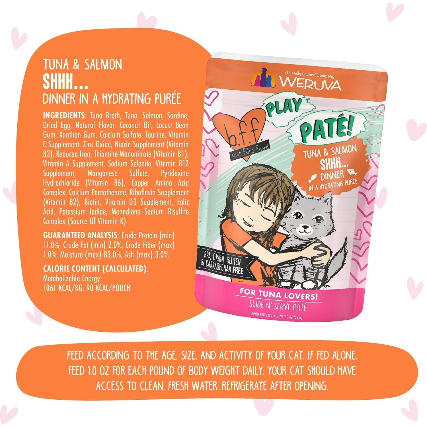 BFF Play Pate Lovers Tuna & Salmon Shhh Wet Cat Food, 3-oz Pouch, Pack Of 12 9 BFF Play Pate Lovers Tuna & Salmon Shhh Wet Cat Food, 3-oz Pouch, Pack Of 12 - Image 7