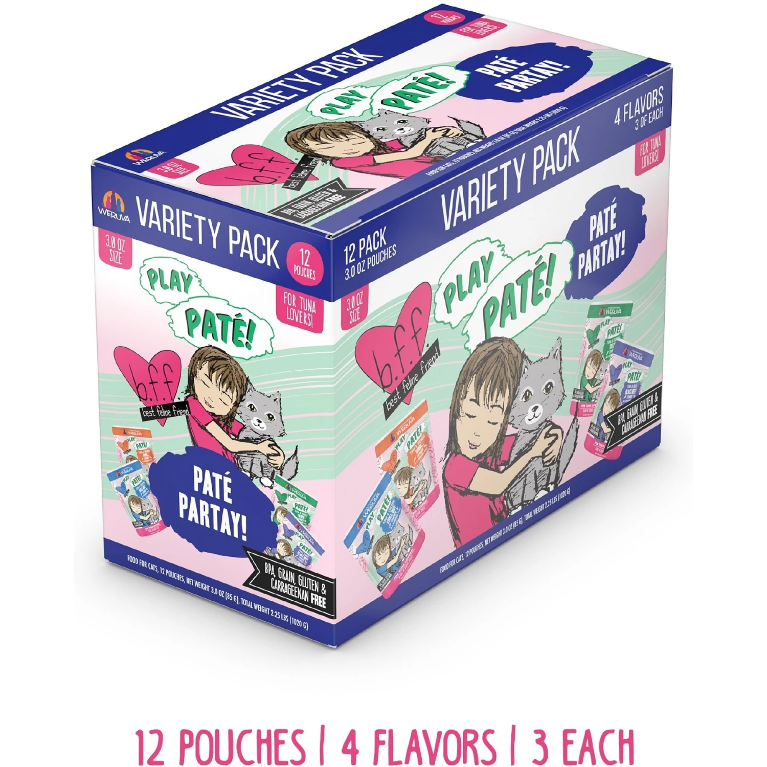 BFF Play Pate Lovers Pate Partay Variety Pack Wet Cat Food, 3-oz Pouch, Pack Of 12 4 BFF Play Pate Lovers Pate Partay Variety Pack Wet Cat Food, 3-oz Pouch, Pack Of 12 - Image 2