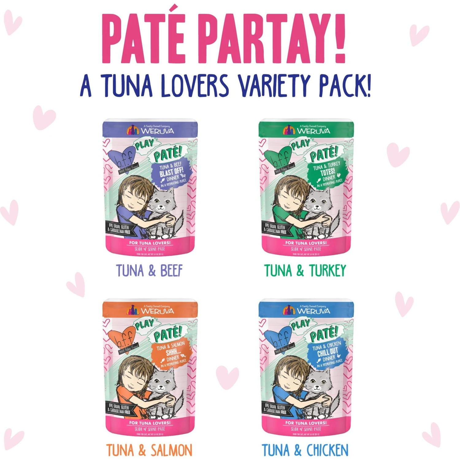 BFF Play Pate Lovers Pate Partay Variety Pack Wet Cat Food, 3-oz Pouch, Pack Of 12 5 BFF Play Pate Lovers Pate Partay Variety Pack Wet Cat Food, 3-oz Pouch, Pack Of 12 - Image 3