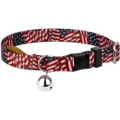 Country Brook Design Patriotic Tribute Polyester Breakaway Cat Collar With Bell