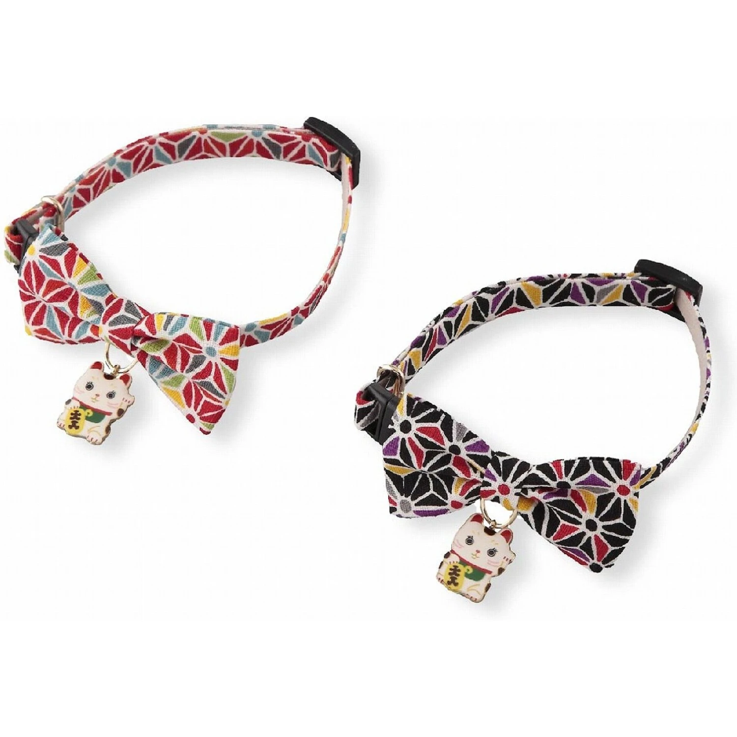 Necoichi Lucky Charm Bow Tie Cotton Breakaway Cat Collar With Bell 6 Necoichi Lucky Charm Bow Tie Cotton Breakaway Cat Collar With Bell - Image 4