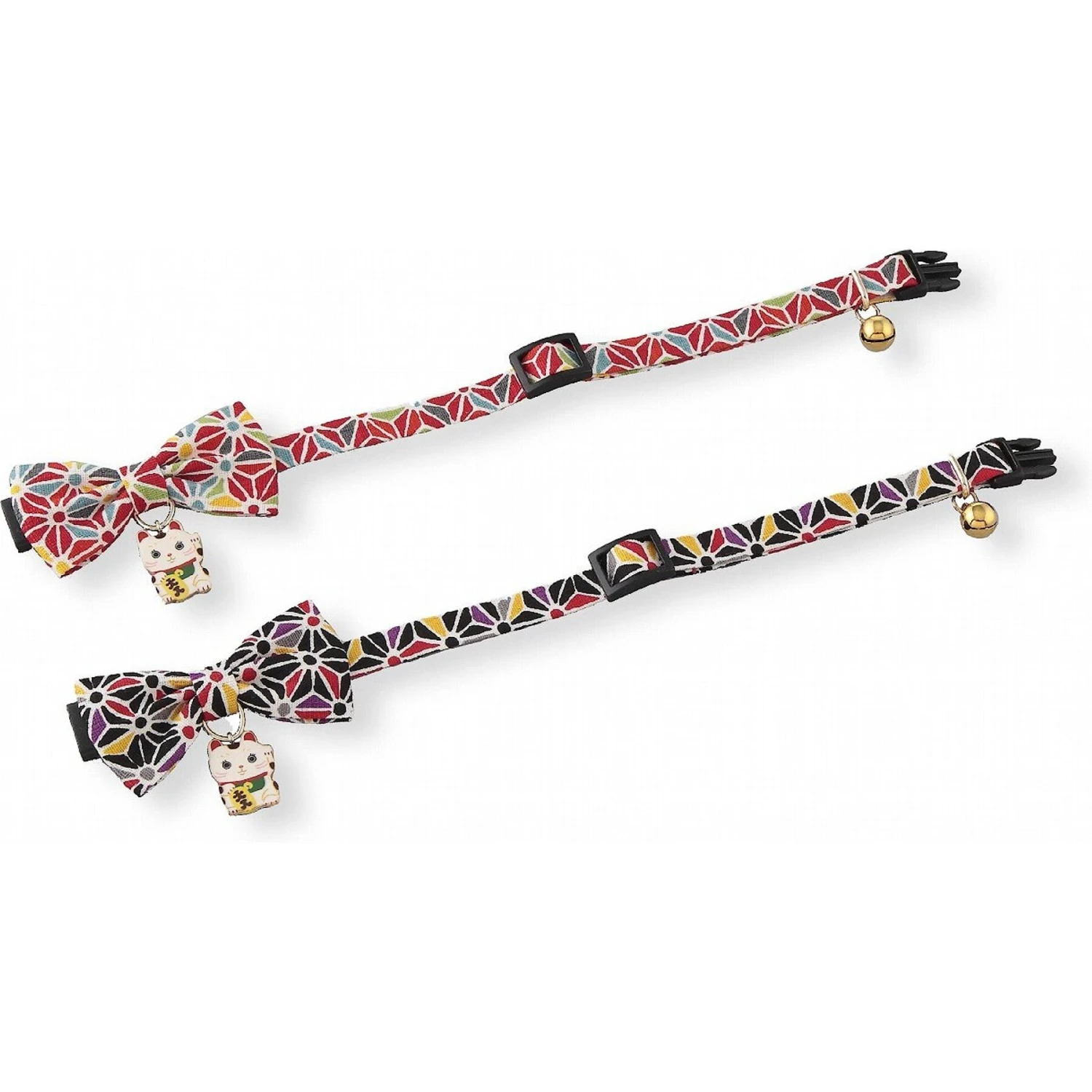 Necoichi Lucky Charm Bow Tie Cotton Breakaway Cat Collar With Bell 5 Necoichi Lucky Charm Bow Tie Cotton Breakaway Cat Collar With Bell - Image 3