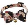 Necoichi Chirimen Kimono Bow Tie Breakaway Cat Collar With Bell