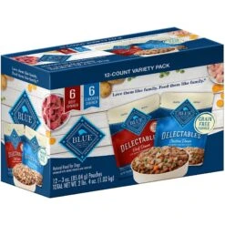 Blue Buffalo Delectables Chicken & Beef Dinner Variety Pack Grain-Free Wet Dog Food Topper, 3-oz Pouches, Case Of 12