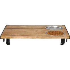 Frisco Wooden Wall Mounted Stainless Steel Cat Feeding Station With Bowl -Blue Buffalo Shop 213784 PT2. AC SS1800 V1598450183