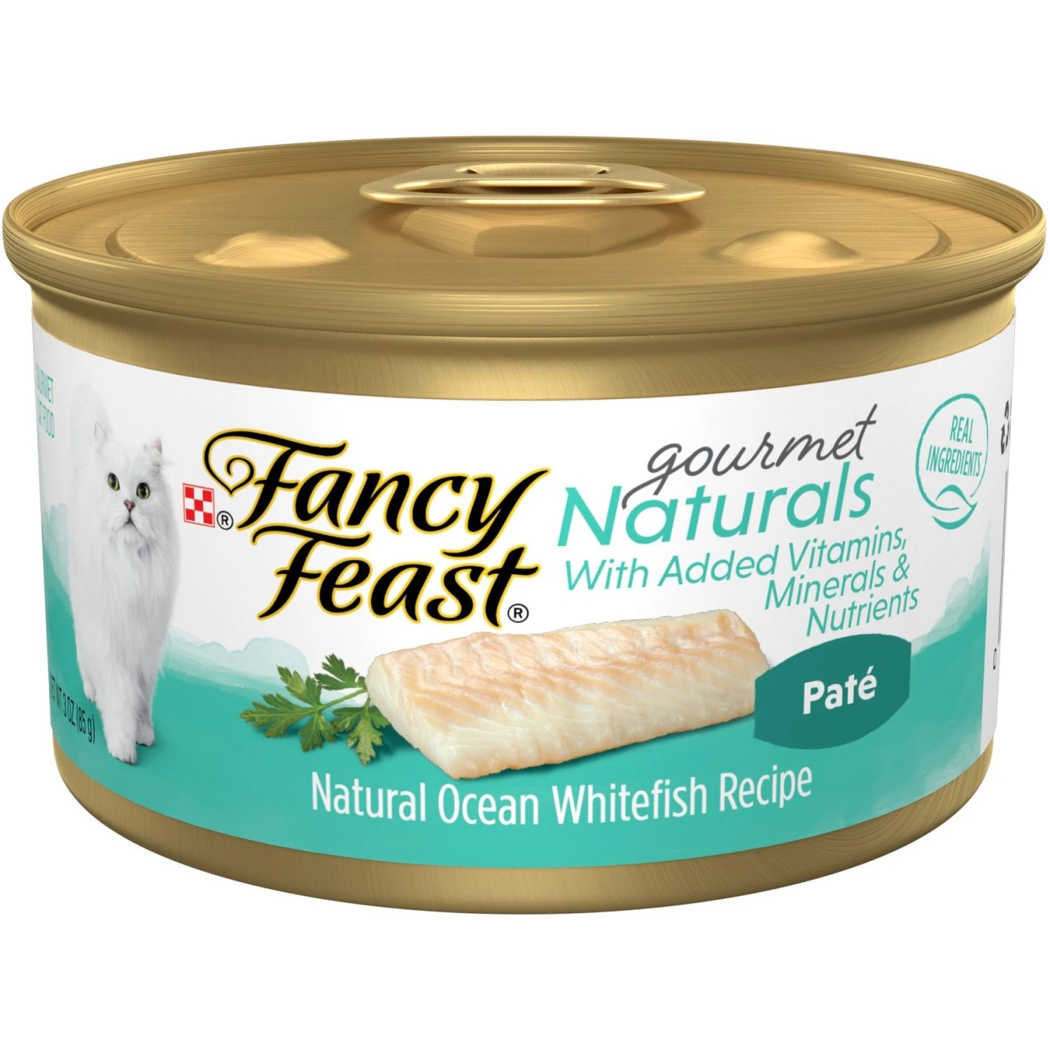 Fancy Feast Gourmet Naturals Ocean Whitefish Recipe Grain-Free Pate Canned Cat Food, 3-oz Can, Case Of 12 3 Fancy Feast Gourmet Naturals Ocean Whitefish Recipe Grain-Free Pate Canned Cat Food, 3-oz Can, Case Of 12