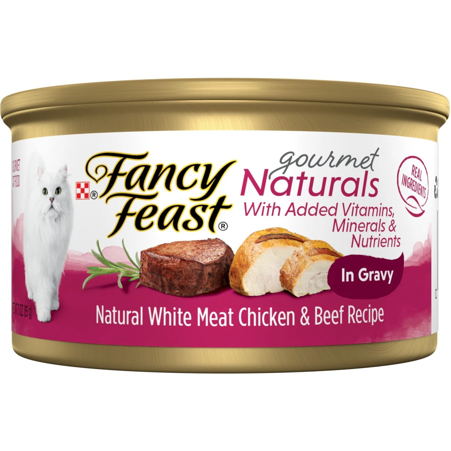 Fancy Feast Gourmet Naturals Natural White Meat Chicken & Beef Recipe In Gravy Canned Cat Food, 3-oz Can, Case Of 12 3 Fancy Feast Gourmet Naturals Natural White Meat Chicken & Beef Recipe In Gravy Canned Cat Food, 3-oz Can, Case Of 12
