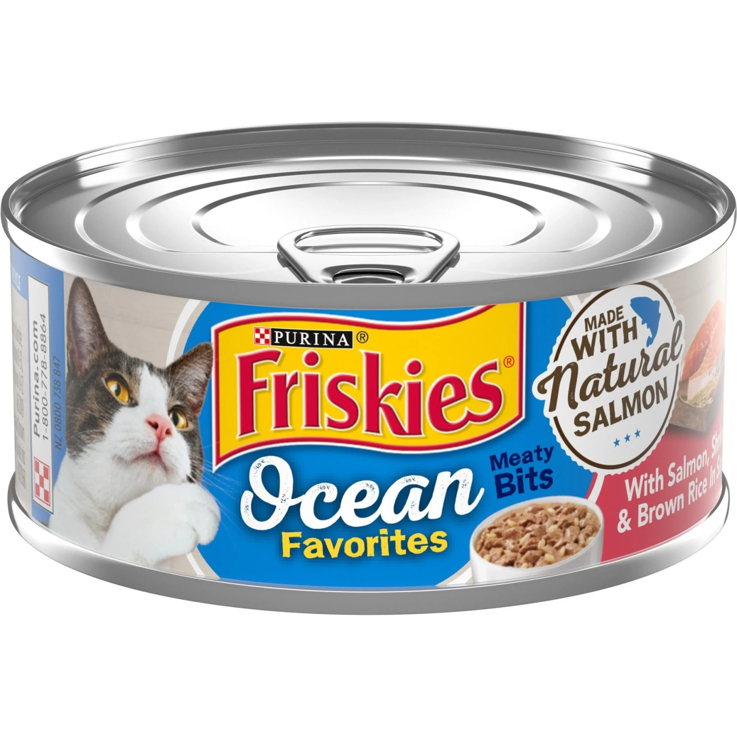 Friskies Ocean Favorites Meaty Bits Salmon, Shrimp & Brown Rice Wet Cat Food, 5.5-oz Can, Case Of 24 3 Friskies Ocean Favorites Meaty Bits Salmon, Shrimp & Brown Rice Wet Cat Food, 5.5-oz Can, Case Of 24