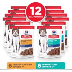 Hill's Science Diet Adult 7+ Tender Dinner Variety Pack Cat Food, 2.8-oz Pouch, Case Of 12 -Blue Buffalo Shop 218077 PT2. AC SS1800 V1581441186