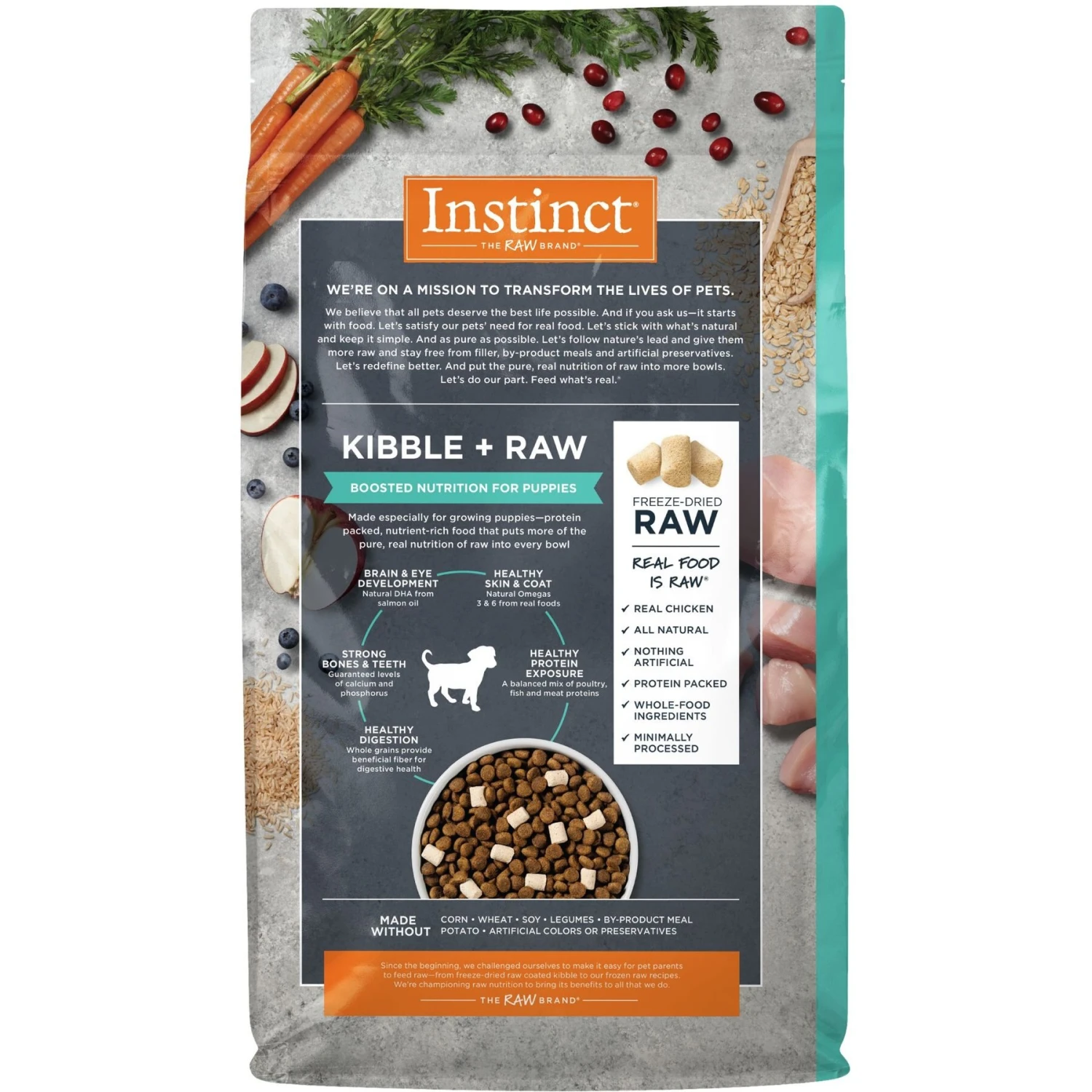 Instinct Raw Boost Puppy Whole Grain Real Chicken & Brown Rice Recipe Freeze-Dried Raw Coated Dry Dog Food 4 Instinct Raw Boost Puppy Whole Grain Real Chicken & Brown Rice Recipe Freeze-Dried Raw Coated Dry Dog Food - Image 2