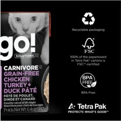 Go! Solutions Carnivore Grain-Free Chicken, Turkey + Duck Pate Cat Food 16 Go! Solutions Carnivore Grain-Free Chicken, Turkey + Duck Pate Cat Food -Blue Buffalo Shop 220101 PT5. AC SS1800 V1638490942