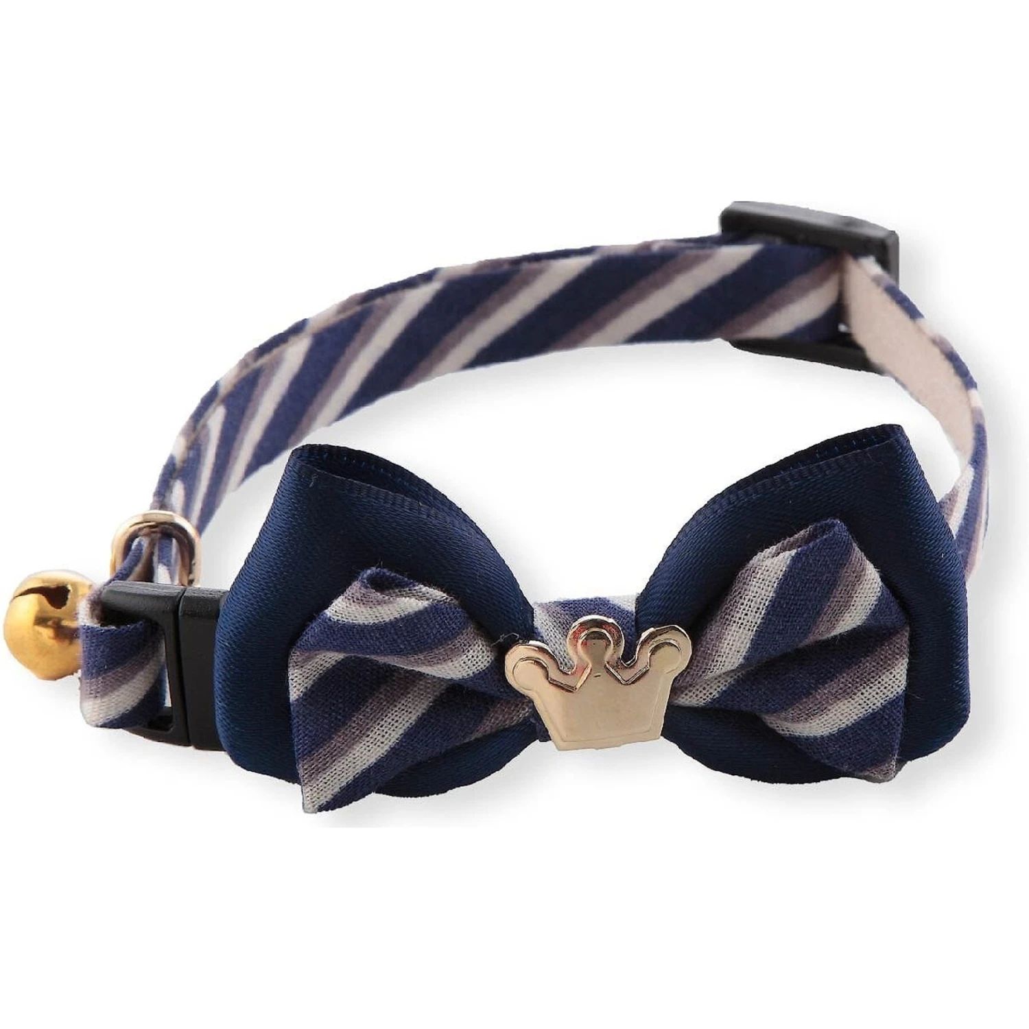 Necoichi Regal Crown Cotton Breakaway Cat Collar With Bell 3 Necoichi Regal Crown Cotton Breakaway Cat Collar With Bell