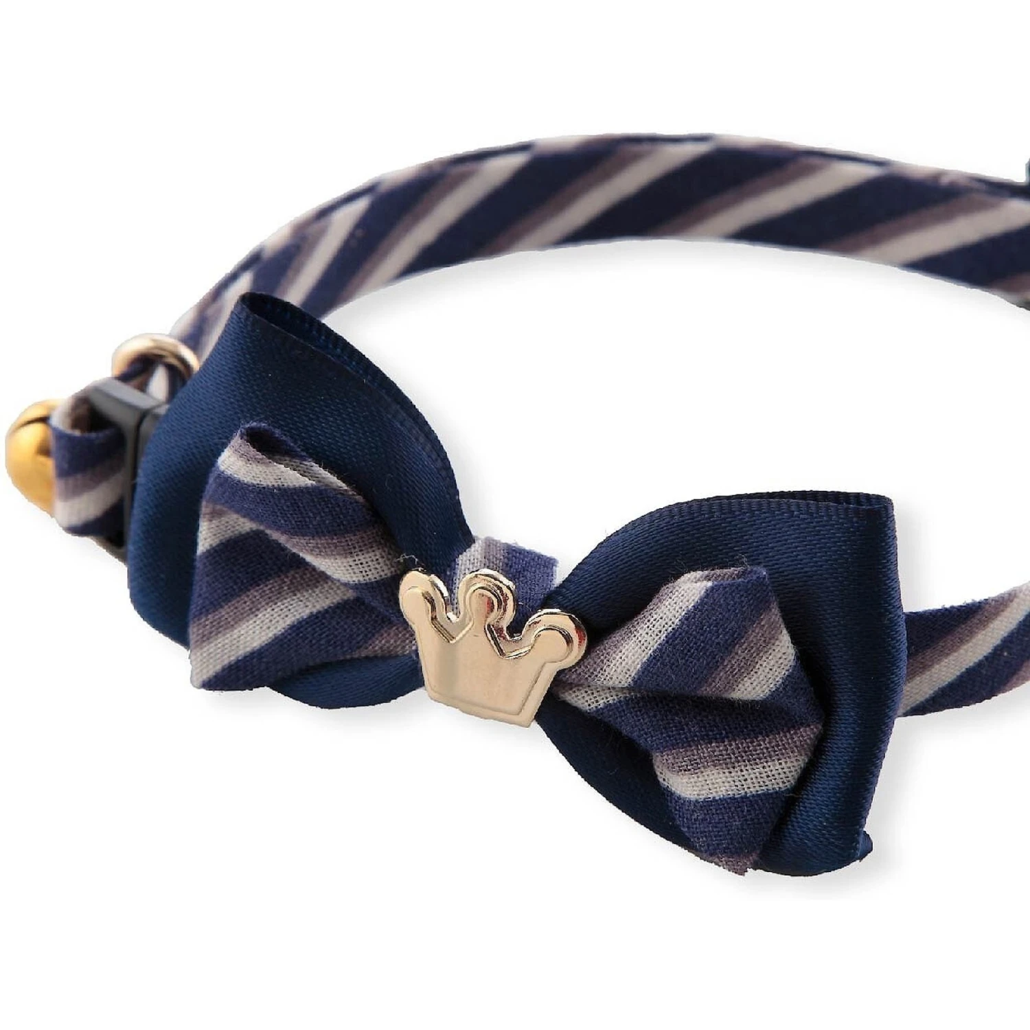 Necoichi Regal Crown Cotton Breakaway Cat Collar With Bell 4 Necoichi Regal Crown Cotton Breakaway Cat Collar With Bell - Image 2